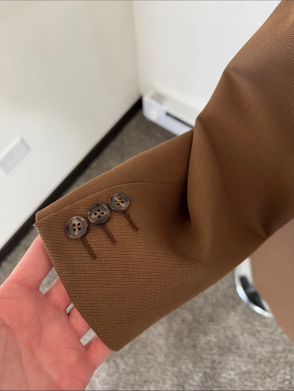 Canali mens 46L brown solid 100% wool 3-button suit jacket EUC